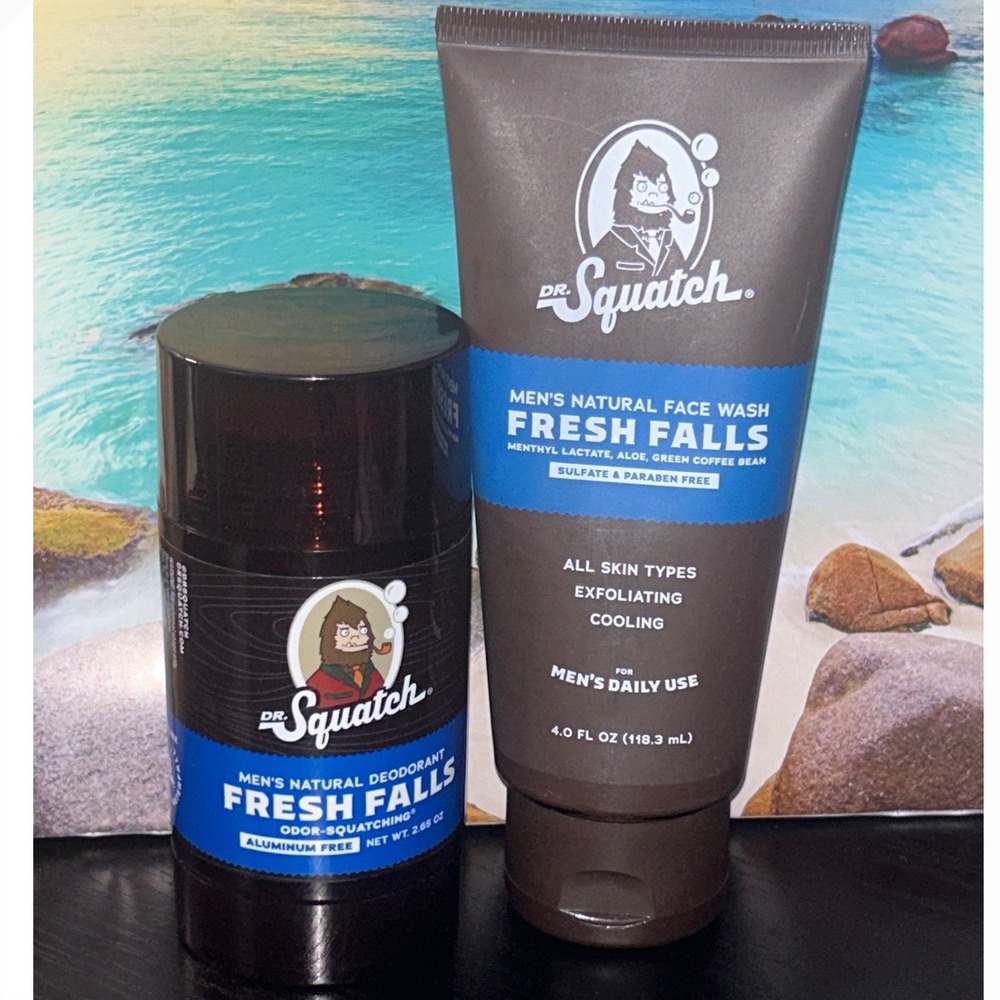 Dr Squatch Natural Deodorant and Face Wash Fresh Falls Mens Set